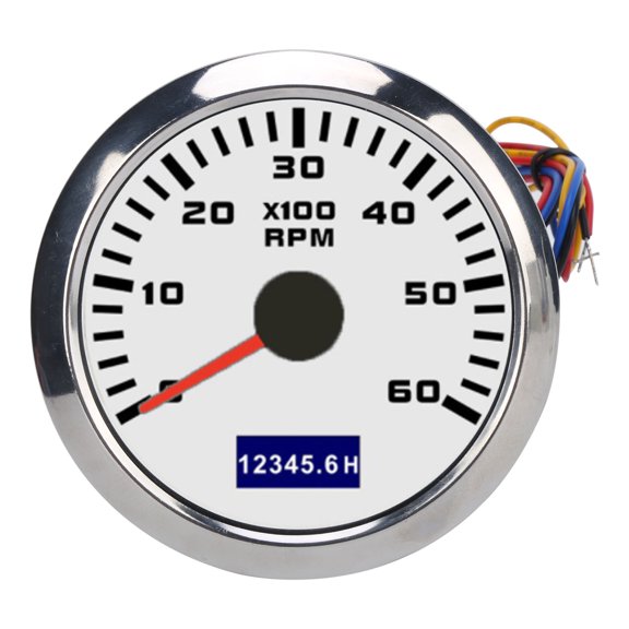 Orvunela 85mm Car Tacho Meter Low Power Dissipation with Red Pointer, Universal for Automobiles and Boats, 9-32V DC, White