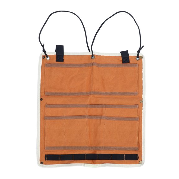 Orvunela Camping Hanging Organizer Rugged Canvas Outdoor Storage Bag with Multi Sized Pockets for Tent Lamp Stand Picnic Gear Accessories