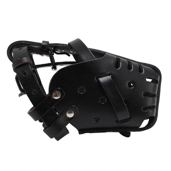 Orvunela Dog Muzzle Adjustable Breathable Faux Leather Basket Muzzle for Dogs, Black