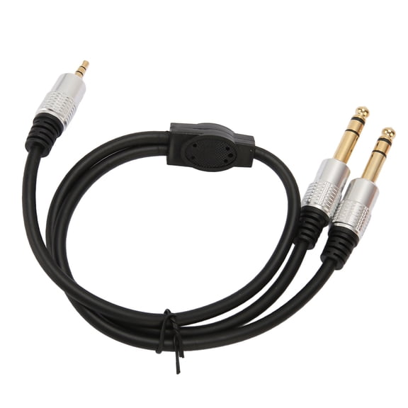 Orvunela Dual 3.5mm Male to 6.35mm Male Y Splitter Cable, 1.6ft / 0.5m Stereo Audio Jack Sound Cord with Gold Plated Connectors for Guitar, Mixing Console, Home Theater Equipment, Speakers, 1 Pack