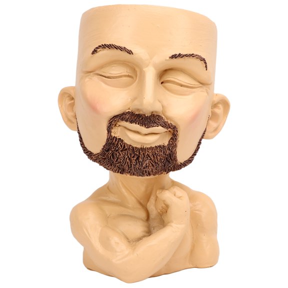 Orvunela Face Planter Pot Head Planter Resin Drainage Hole Head Vase for Home Office Decor 6.3 in