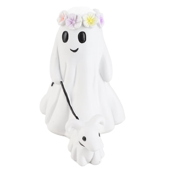 Orvunela Ghost Walking Dog Statue Resin Spooky Cute Tabletop Figurine 5.91 In