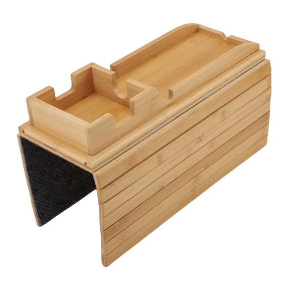 Orvunela Natural Wood Sofa Arm Tray Portable Foldable Couch Armrest Table for Drinks and Snacks