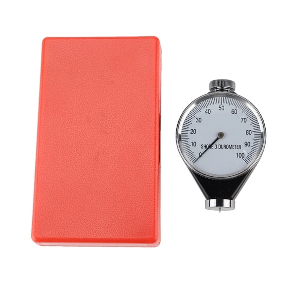 Orvunela Shore Type D Durometer Hardness Tester Meter 0-100 Degrees Analog Dial Gauge for Hard Rubber, Resin, Acrylic, Glass, Thermoplastic & Fiber, Waterproof Alloy Handheld Measuring Instrument