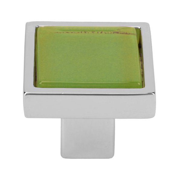 Orvunela Single Hole Drawer Pull Kitchen Cabinet Knobs, Zinc Alloy Square Wardrobe Handle, Chrome Green Decorative Hardware for Closet, Cupboard, and Bookcase, 1.2 x 1.2 x 1.2 Inches