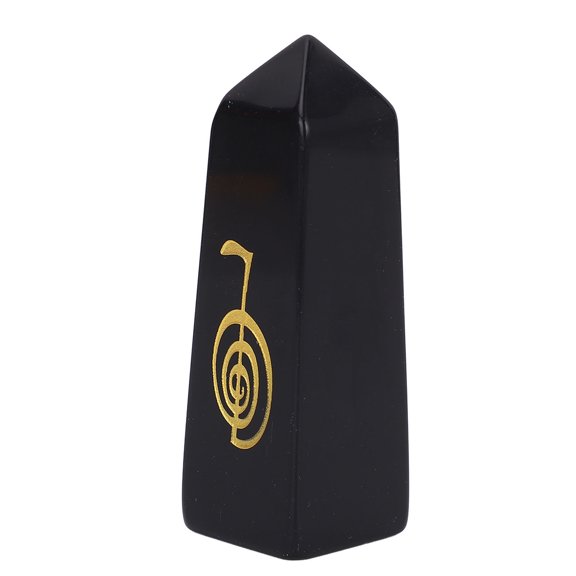 Orvunela Tower Crystal Stones Wand Multifunctional 4 Sided Column for Home and Office Obsidian
