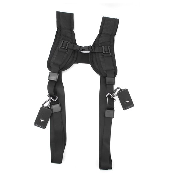 Orvunela Universal Dual Camera Shoulder Strap Adjustable Breathable Nylon Quick Release Harness Neck Belt with 1/4 Inch Screws for SLR DSLR Cameras Black