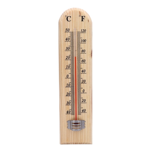 Orvunela Wall Hanging Temperature Gauge, -40 to 120 F (-40 to 50 C) Wooden Indoor Outdoor Weather Meter with Bold Scale Display for Home, Garden, Greenhouse, and Warehouse, 1 Count