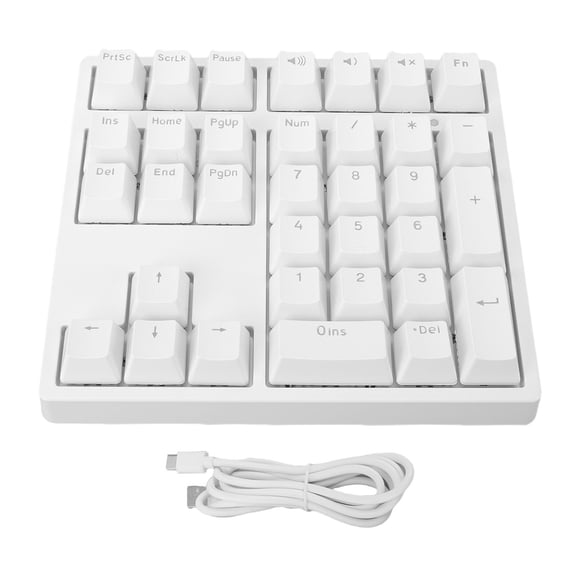 Orvunela Wired Mechanical Numeric Keypad, 34 Keys RGB Backlit Type C Number Pad for Laptop PC, White