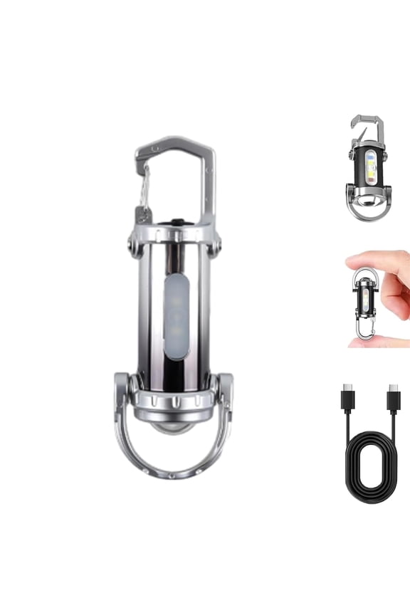 Orvyla Mini Keychain Flashlight, 1200 Lumens EDC Mini Keychains Flashlight, Portable Rechargeable Bright Keychain Flashlight, Rechargeable 7 Lights Modes, for Camping Outdoor (1 PCS)