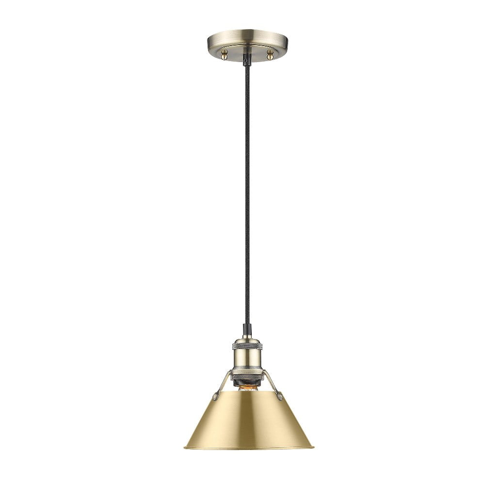 Orwell 1-Light Mini Pendant in Aged Brass with Brushed Champagne Bronze