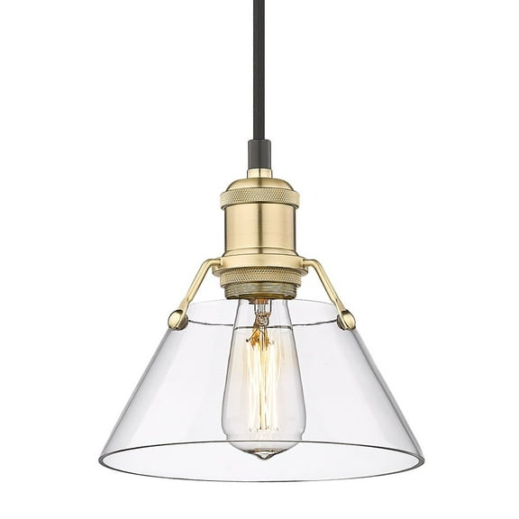 Yep by Golden Lighting Orwell 1-light 8in Pendant in Brushed Champagne Brass and Clear Glass