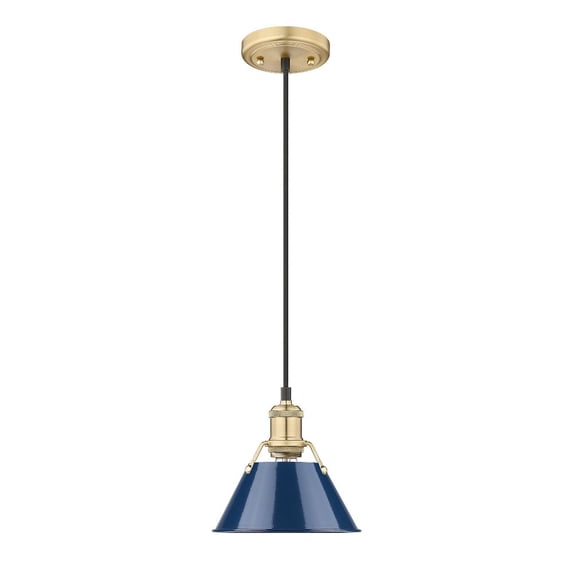 Orwell 1-Light Mini Pendant in Brushed Champagne Bronze with Matte Navy