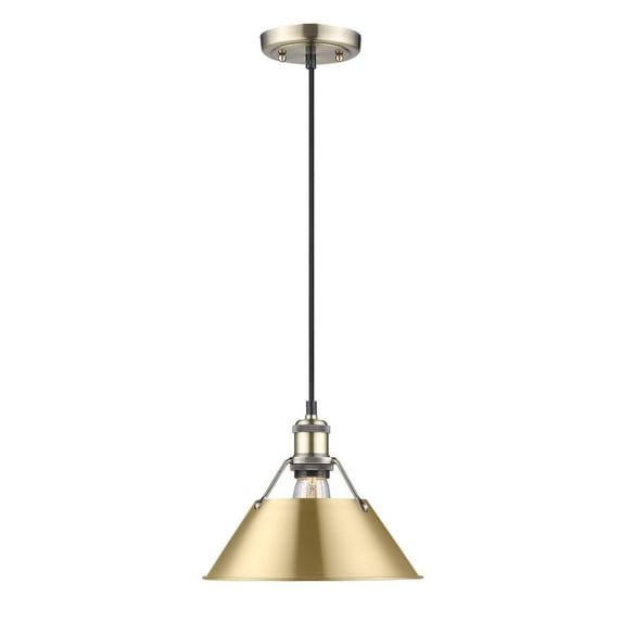 Orwell 1-Light Pendant in Aged Brass with Brushed Champagne Bronze