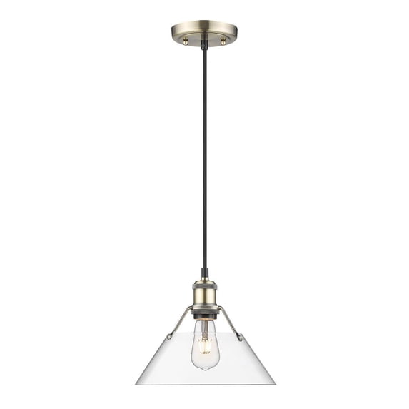Orwell 1-Light Pendant in Aged Brass with Clear Glass
