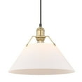 thumbnail image 1 of Yep by Golden Lighting Orwell 1-light 14in Pendant in Brushed Champagne Brass and Opal Glass, 1 of 7