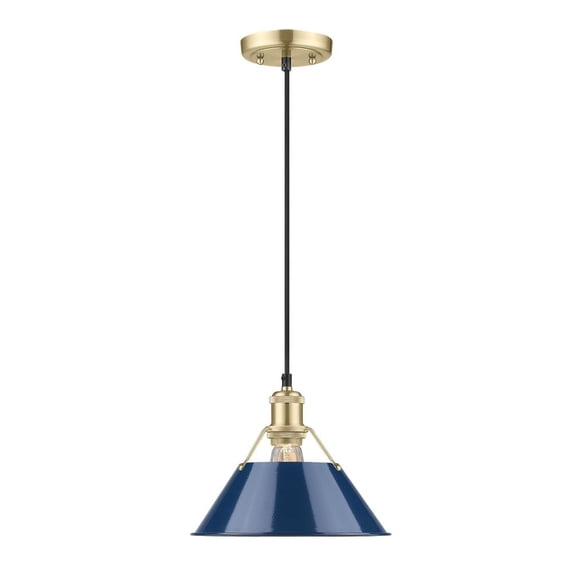 Orwell 1-Light Pendant in Brushed Champagne Bronze with Matte Navy