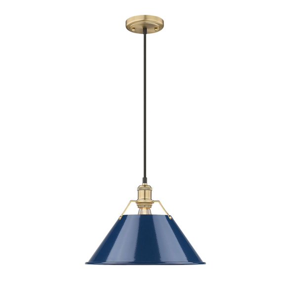 Orwell 1-Light Pendant in Brushed Champagne Bronze with Matte Navy