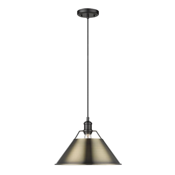 Orwell 1-Light Pendant in Matte Black with Aged Brass