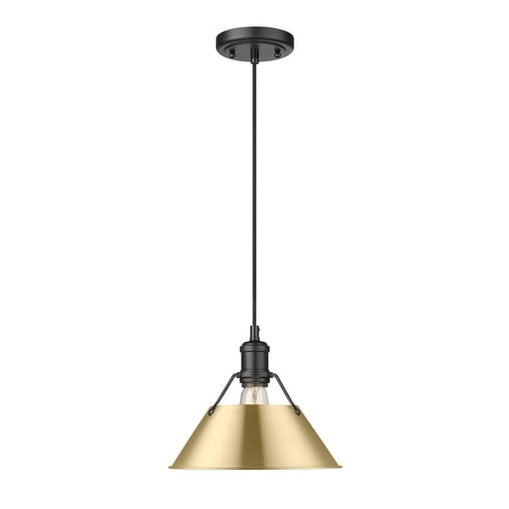 Orwell 1-Light Pendant in Matte Black with Brushed Champagne Bronze