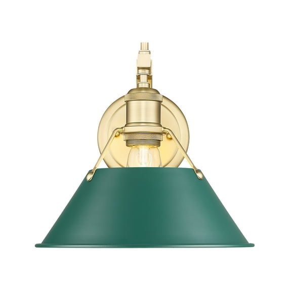 Yep by Golden Lighting Orwell 1-light Wall Sconce in Brushed Champagne Brass and Pine Green shade