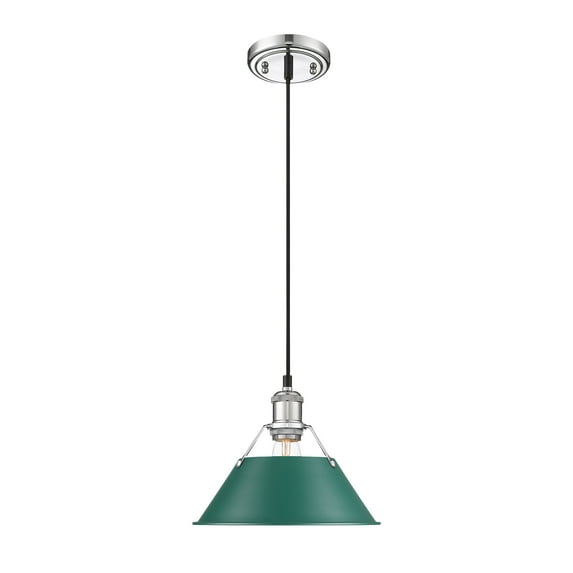 Yep by Golden Lighting Orwell 1-light 10in Pendant in Chrome and Pine Green shade