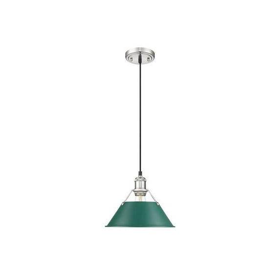 Yep by Golden Lighting Orwell 1-light 10in Pendant in Pewter and Pine Green shade