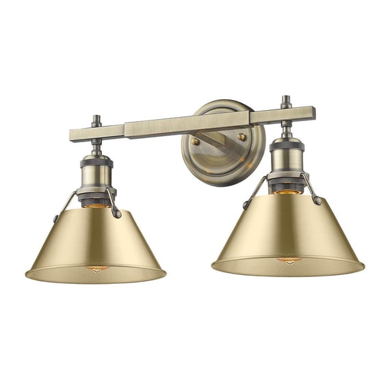 Orwell 2-Light Vanity Light in Aged Brass with Brushed Champagne Bronze