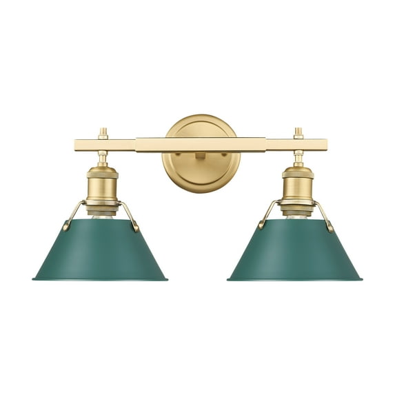 Yep by Golden Lighting Orwell 2-light Vanity in Brushed Champagne Brass and Pine Green shade