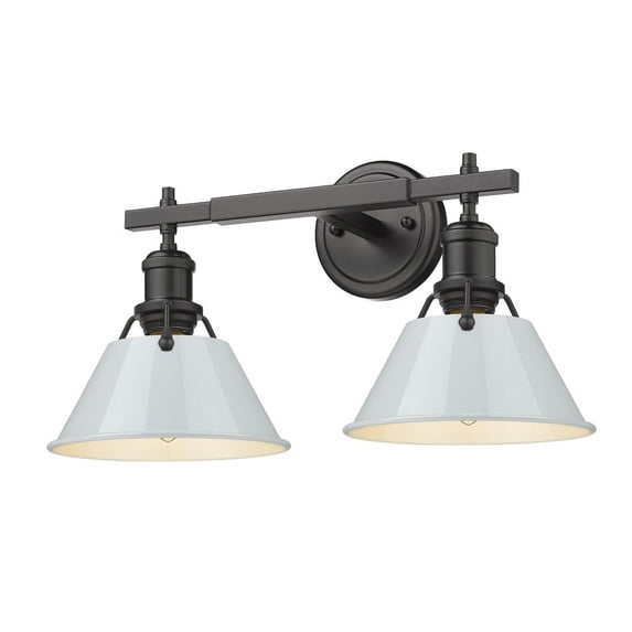 Orwell 2-Light Vanity Light in Matte Black with Dusky Blue