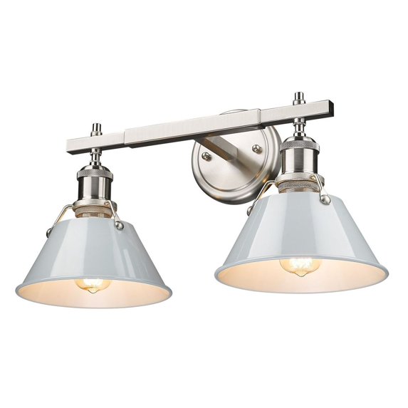 Yep by Golden Lighting Orwell 2-light Vanity in Pewter and Dusky Blue shade