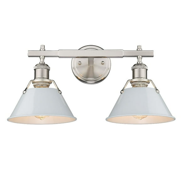 Yep by Golden Lighting Orwell 2-light Vanity in Pewter and Dusky Blue shade