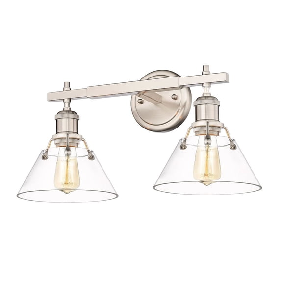 Orwell 2-Light Vanity Light in Pewter with Clear Glass
