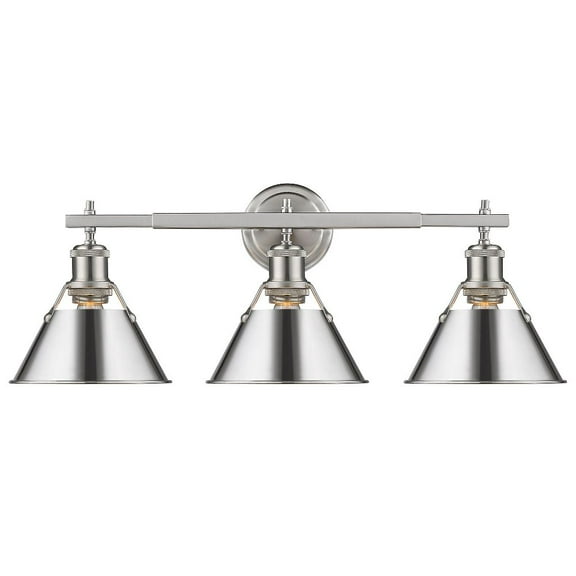 Yep by Golden Lighting Orwell 3-light Vanity in Pewter and Chrome shade