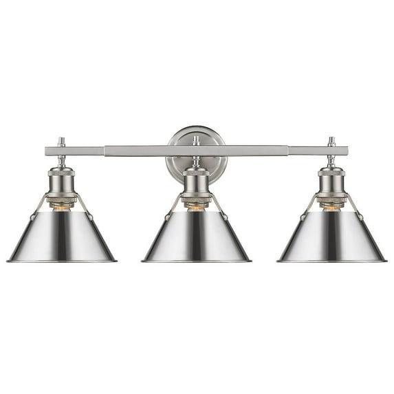 Yep by Golden Lighting Orwell 3-light Vanity in Pewter and Chrome shade