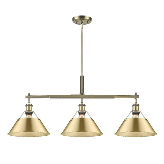 Orwell 3-Light Linear Pendant in Aged Brass with Brushed Champagne Bronze