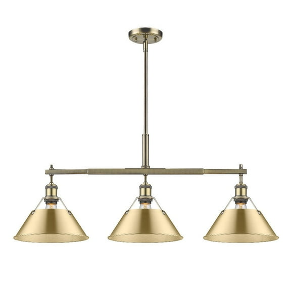 Orwell 3-Light Linear Pendant in Aged Brass with Brushed Champagne Bronze