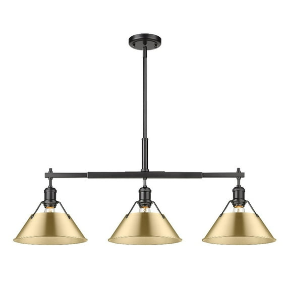 Orwell 3-Light Linear Pendant in Matte Black with Brushed Champagne Bronze