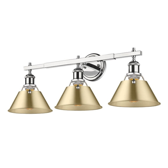 Orwell 3-Light Vanity Light in Chrome with Brushed Champagne Bronze