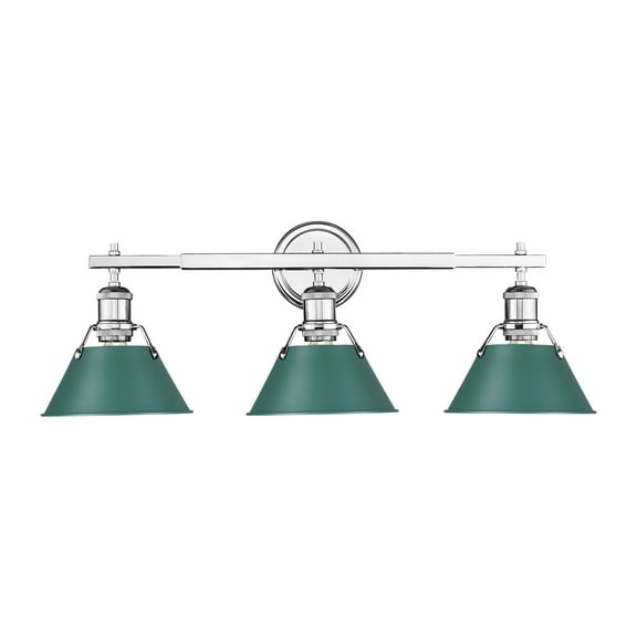 Yep by Golden Lighting Orwell 3-light Vanity in Chrome and Pine Green shade