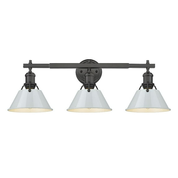 Orwell 3-Light Vanity Light in Matte Black with Dusky Blue