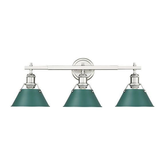 Yep by Golden Lighting Orwell 3-light Vanity in Pewter and Pine Green shade