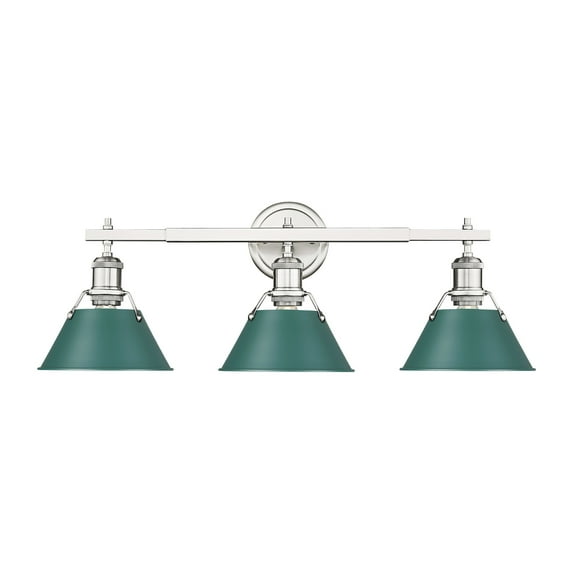 Yep by Golden Lighting Orwell 3-light Vanity in Pewter and Pine Green shade
