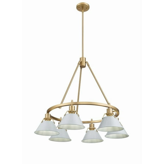Orwell 6-Light Chandelier in Brushed Champagne Bronze with Dusky Blue
