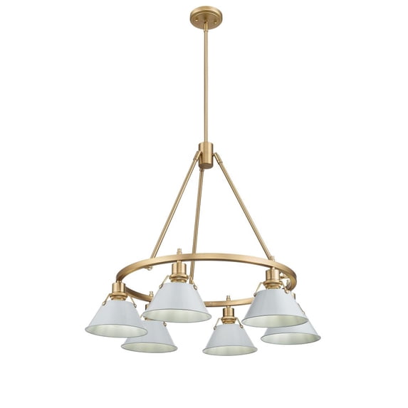 Orwell 6-Light Chandelier in Brushed Champagne Bronze with Dusky Blue
