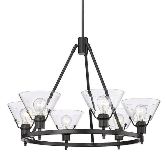 Yep by Golden Lighting Orwell 6-light Chandelier in Matte Black and Clear Glass