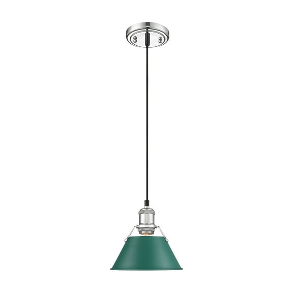 Yep by Golden Lighting Orwell 1-light 8in Pendant in Chrome and Pine Green shade