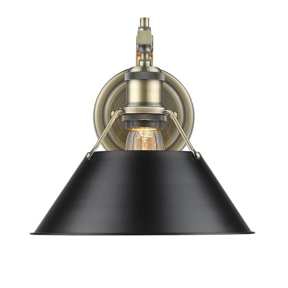 Yep by Golden Lighting Orwell 1-light Wall Sconce in Aged Brass and Matte Black shade
