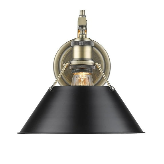 Yep by Golden Lighting Orwell 1-light Wall Sconce in Aged Brass and Matte Black shade