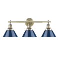 thumbnail image 1 of Yep by Golden Lighting Orwell 3-light Vanity in Aged Brass and Navy Blue shade, 1 of 3